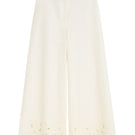 Rebecca Taylor Rachelle Ivory Pants, tailored slim-fit trousers with a smooth fabric finish, shown on a model.
