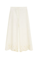 Rebecca Taylor Rachelle Ivory Pants, tailored slim-fit trousers with a smooth fabric finish, shown on a model.