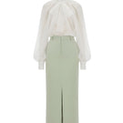 White Plan Elise blouse and skirt co-ords set featuring a stylish matching top and bottom ensemble, perfect for chic daywear.