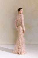 Arti Apparel HELI dress gown with flowing fabric, elegant design, and soft pastel color, perfect for formal or special occasions.