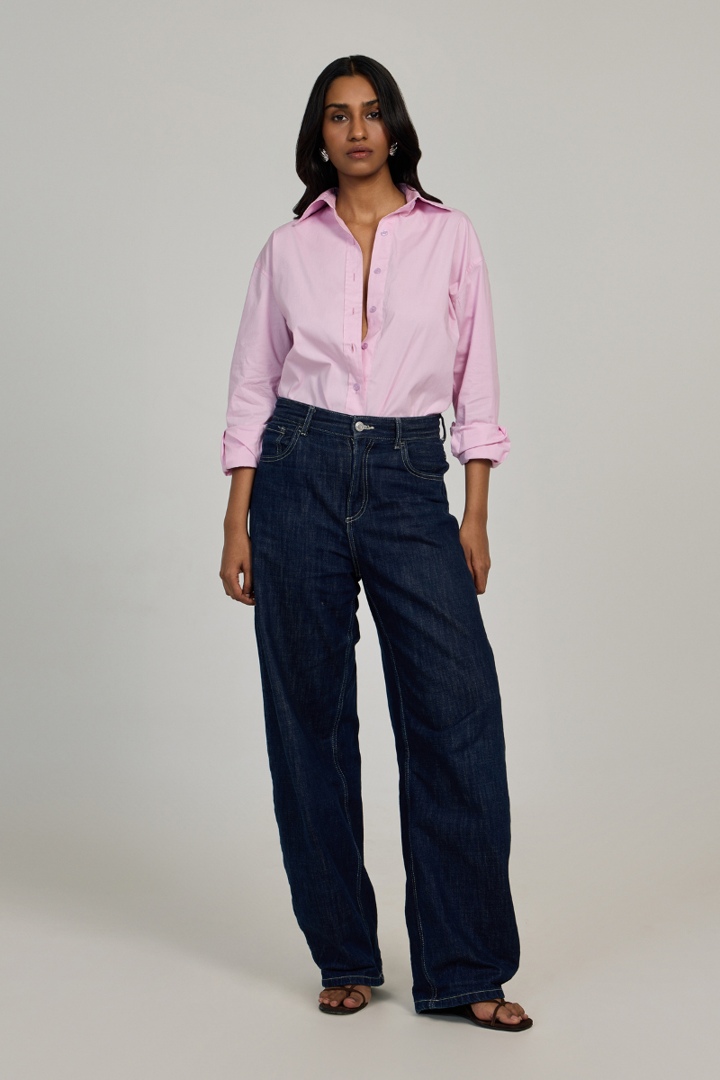Summer Away Ravenna Shirt in Rose Shadow, featuring soft pink fabric with subtle floral pattern and classic shirt design.