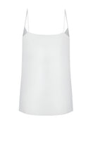 White NADYA camisole top by LEKIEU, soft fabric with delicate straps, perfect for casual or layered looks.