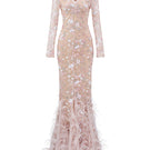 Elegant HELI dress gown by Arti Apparel featuring a flowing silhouette and intricate detailing, perfect for formal occasions.