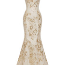 Elegant AURELIA floral mermaid gown by Margée Atelier featuring intricate floral embroidery and a fitted silhouette.