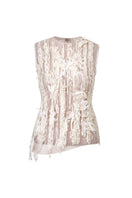 White Lecia craft embroidered see-through top with intricate embroidery and lightweight, sheer fabric for a stylish layered look.
