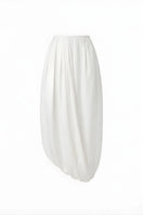 Ivory sculpted co-ords set by White Plan featuring a fitted top and matching high-waisted pants, styled for a modern, sleek look.