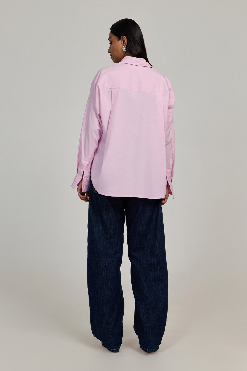 Summer Away Ravenna shirt in Rose Shadow, showcasing a stylish, lightweight blouse with soft pink and shadowy floral patterns.