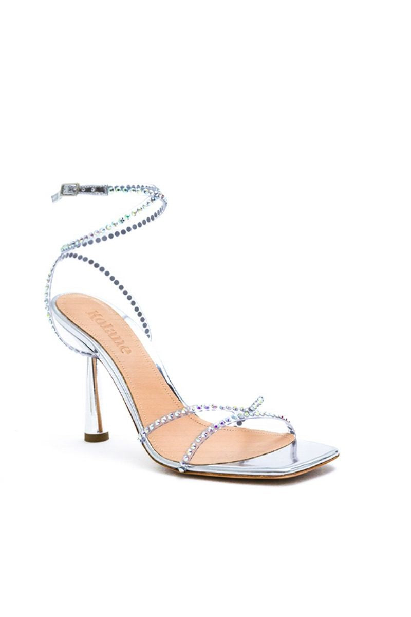 KIM SANDAL IN SILVER CRYSTAL TRANSPARENT - CULT MIA