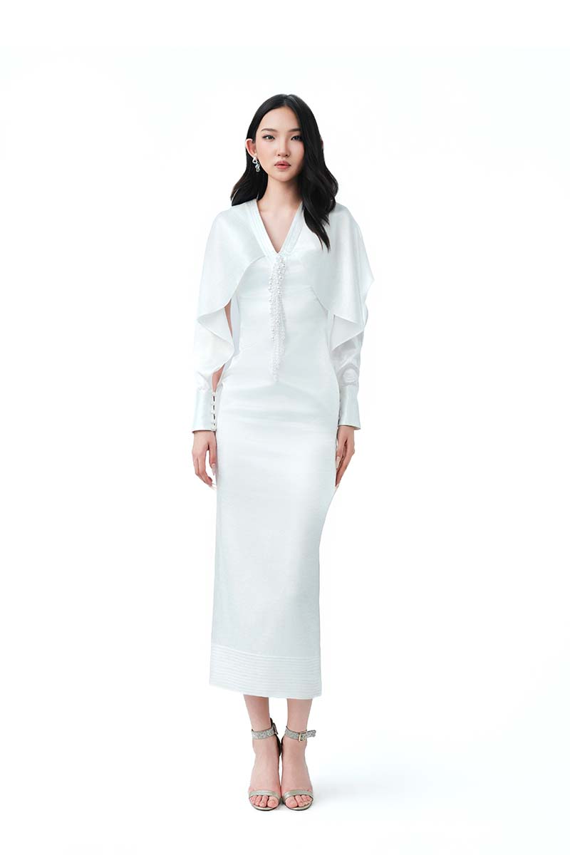 IVORY MIST MIDI DRESS