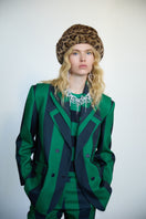 Green striped blazer by ColoReve featuring a tailored fit, notched lapels, and classic button closure, displayed on a mannequin.