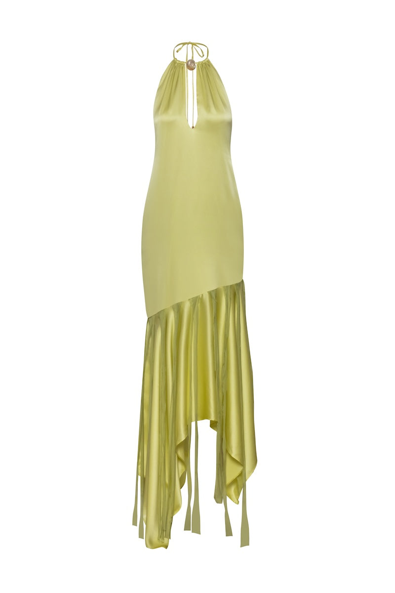 Baobab Ronda Maxi Dress in vibrant green with a flowing silhouette and sleeveless design, perfect for summer wear.