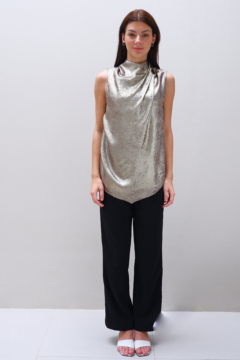 NEXIA TOP IN METALLIC GOLD - CULT MIA