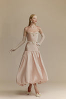 LUMI Pink Gown by White Plan, elegant dress with flowing fabric and delicate details, suitable for formal occasions.