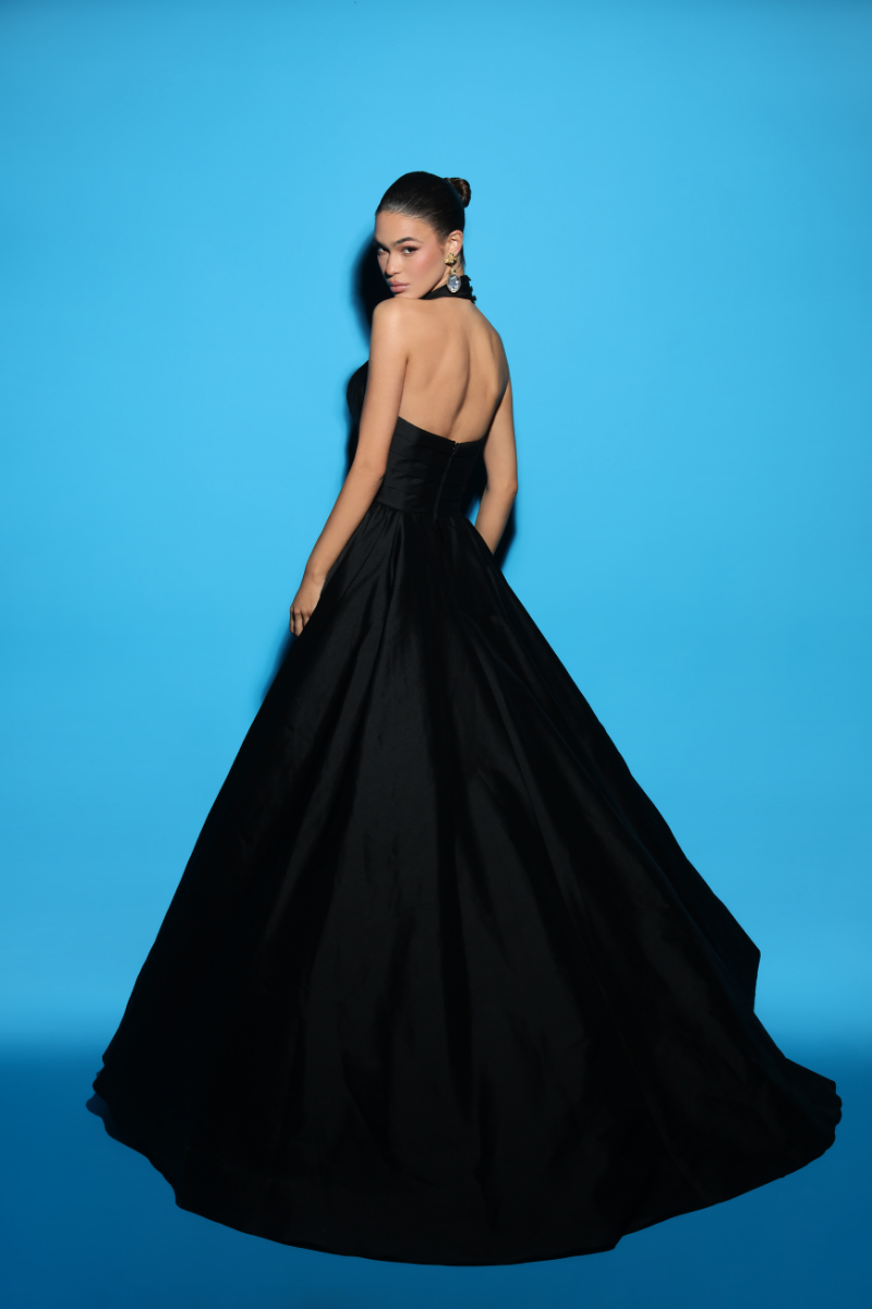 MABLE BLACK HALTER OVERSKIRT GOWN | CULT MIA | Tark Ediz MABLE BLACK HALTER OVERSKIRT GOWN | CULT MIA | Tark Ediz