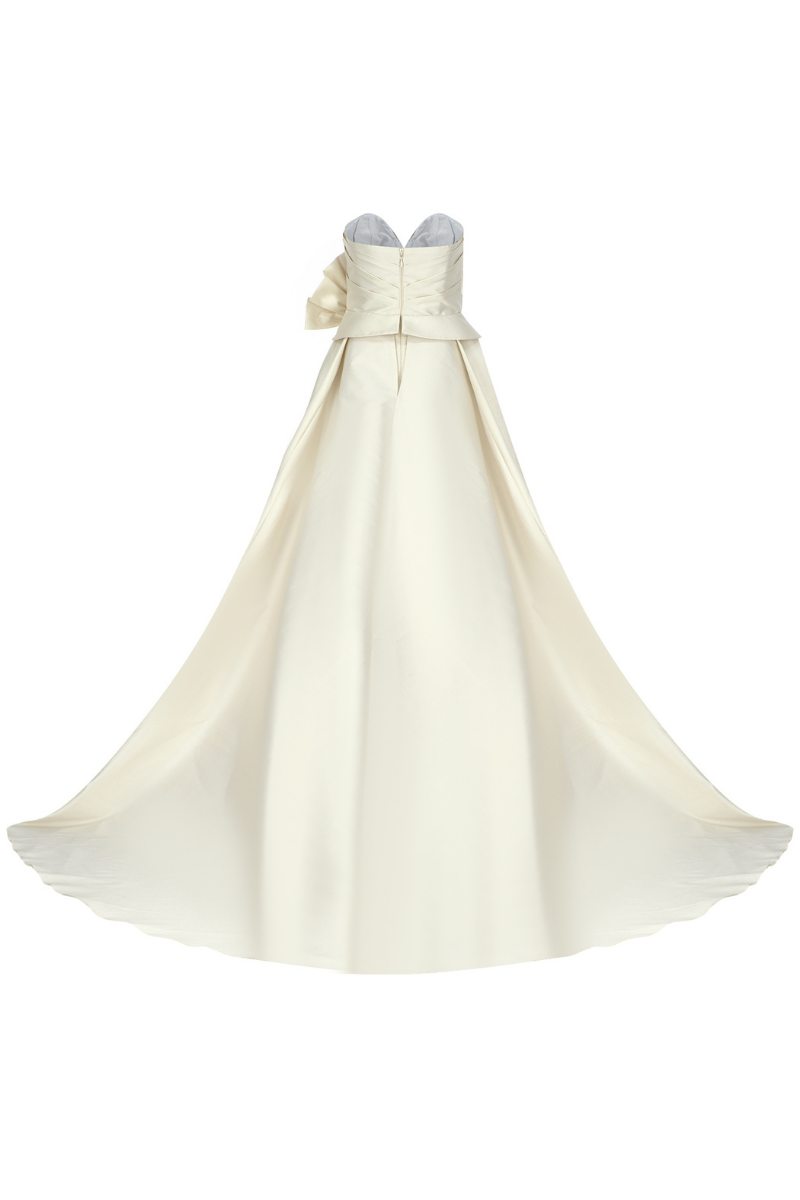 LEONOR IVORY BOW ORNATE GOWN - CULT MIA