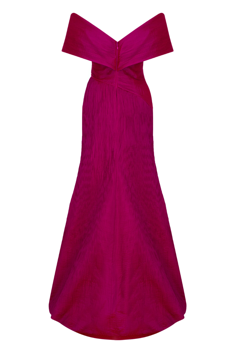 SCARLET FUCHSIA TAFFETTA SHEATH GOWN - CULT MIA