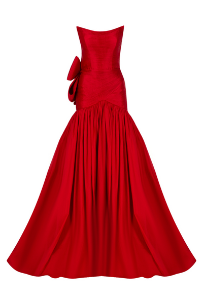 CAMERON RED BOW TRUMPET GOWN | CULT MIA | Tarık Ediz