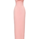 Pink silky gown by HACCHIC COUTURE featuring a smooth, flowing fabric and elegant silhouette.