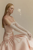 Pink LUMI gown by White Plan, elegant floor-length dress with flowing fabric and delicate design details.