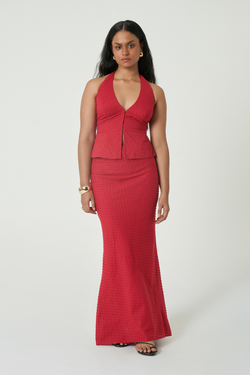CEFALÙ SKIRT IN CHERRY - CULT MIA