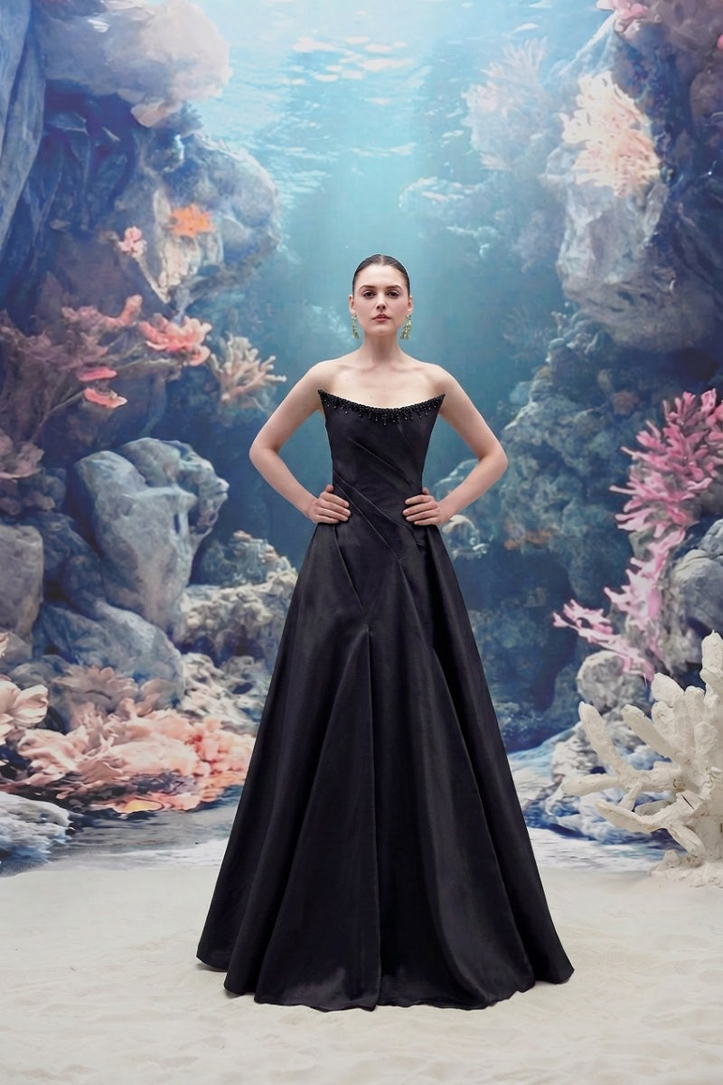 THALASSA TAFFETA DRESS IN BLACK | CULT MIA