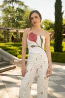 Elegant ivory tulip pants by Estefania, featuring a stylish and comfortable fit with a flowy silhouette.