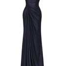 Navy Jansen gown by Tarık Ediz featuring elegant fabric and intricate detailing, shown on a mannequin.