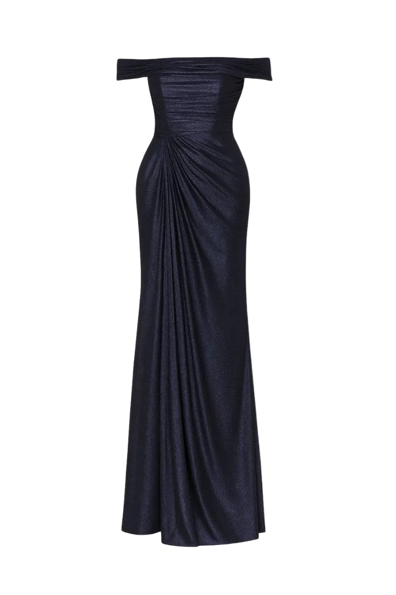 Navy Jansen maxi dress by Tarık Ediz featuring elegant fabric and a flowing silhouette, perfect for formal occasions.