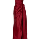 Elegant Tarık Ediz Madrona gown in deep wine color, featuring flowing fabric and a sophisticated design.