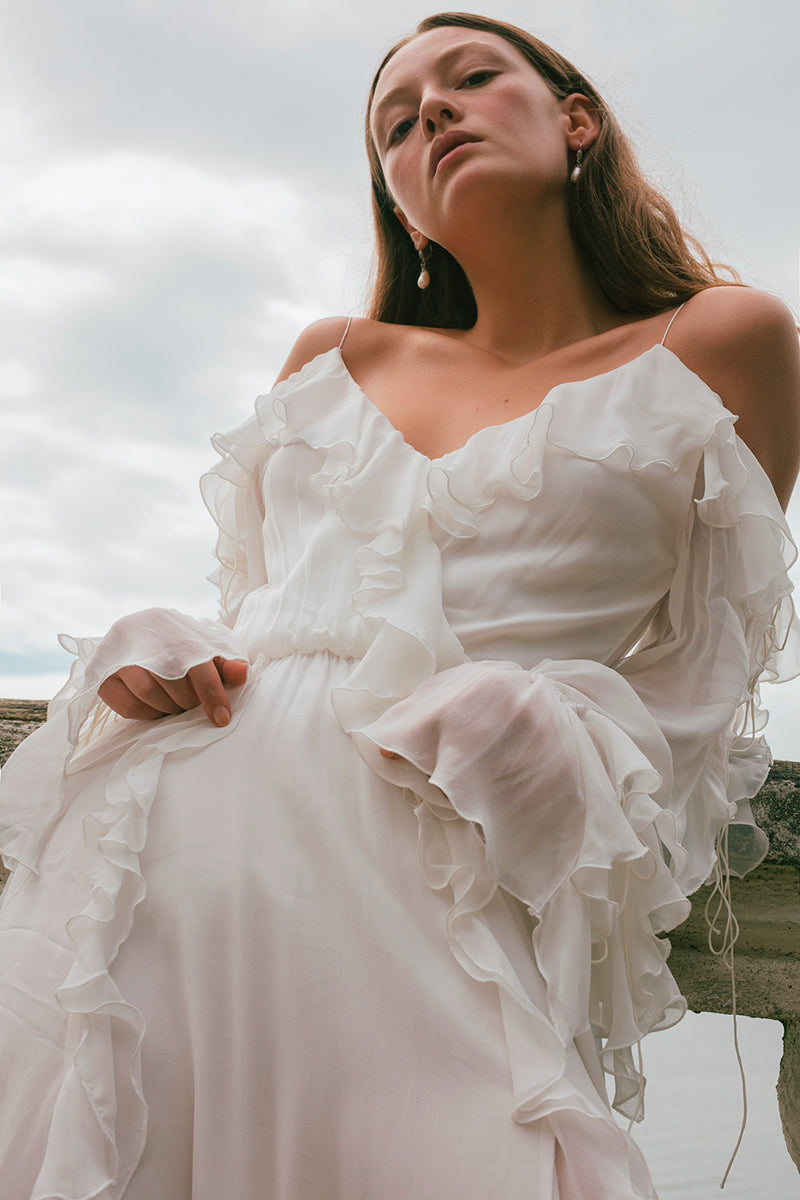 MORNING FOREST MAXI DRESS IN WHITE - CULT MIA