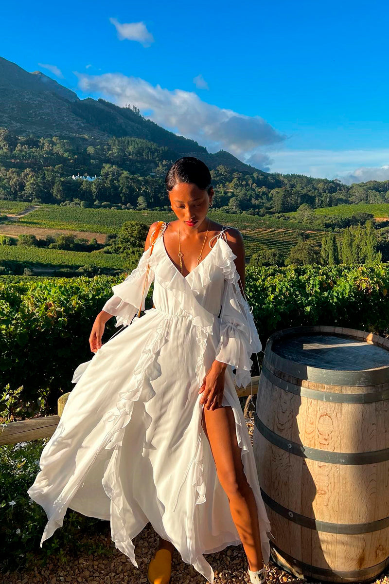 MORNING FOREST MAXI DRESS IN WHITE - CULT MIA