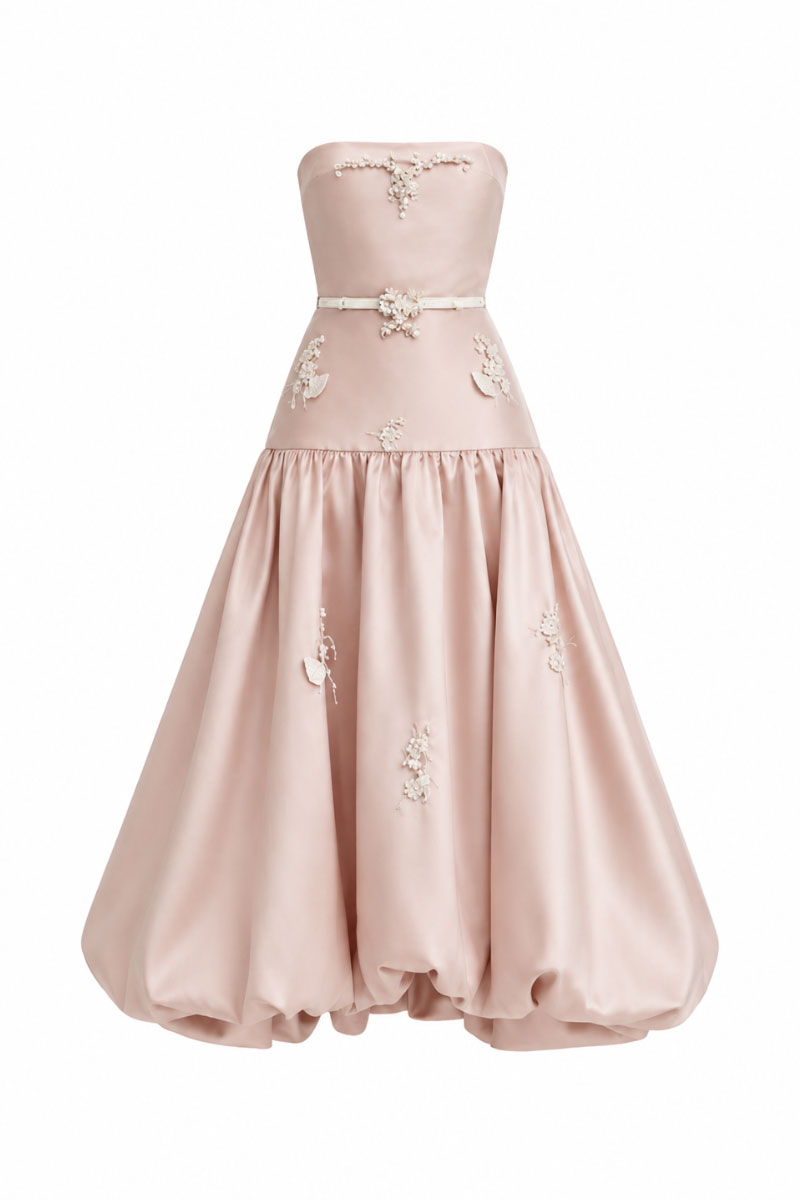 Pink Lumi gown by White Plan featuring a flowing design and elegant fabric, perfect for formal occasions.