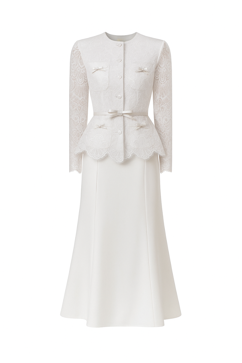 White Plan Soven Top and Noven Skirt co-ord set, featuring stylish matching crop top and skirt in a coordinated design.