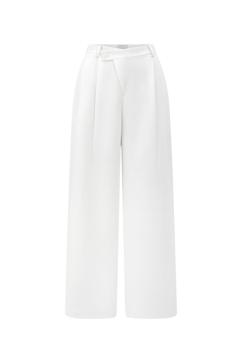 White Jane pants by Arti Apparel, showcasing a sleek, tailored fit with a smooth fabric finish and classic design.