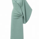 By Haó VELA One Shoulder Midi Dress displayed on a model, showcasing its stylish design and elegant fit.