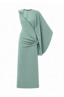 By Haó VELA One Shoulder Midi Dress displayed on a model, showcasing its stylish design and elegant fit.