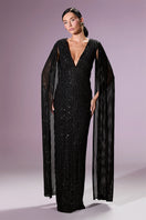 Nur Karaata Giovanna gown shown in elegant fabric with intricate detailing, full-length design perfect for formal occasions.