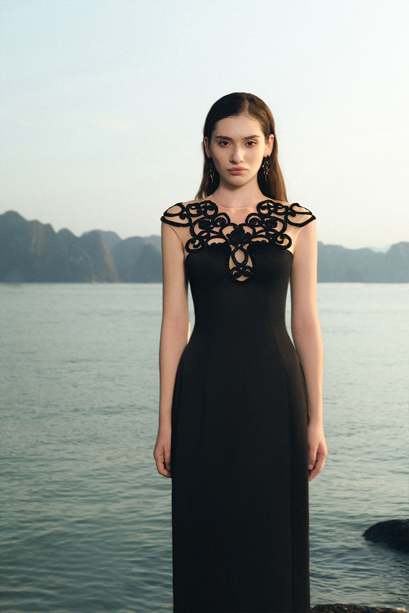 LYCRA TAFFETA DRESS IN BLACK - CULT MIA