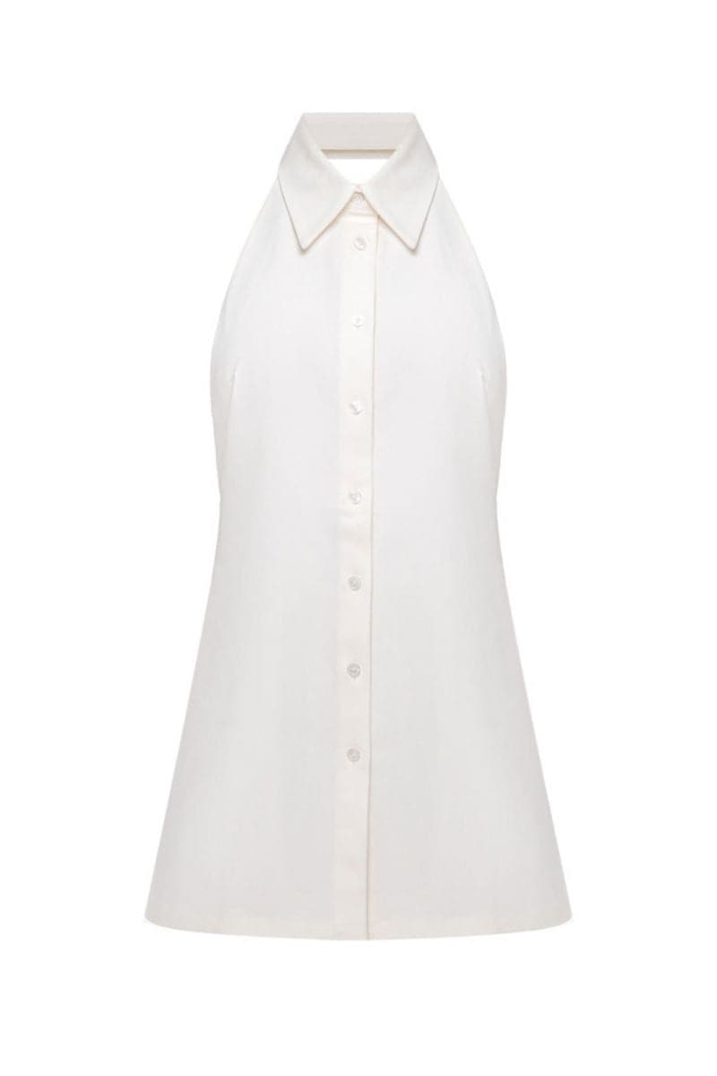 WHITE MINI SHIRT DRESS - CULT MIA