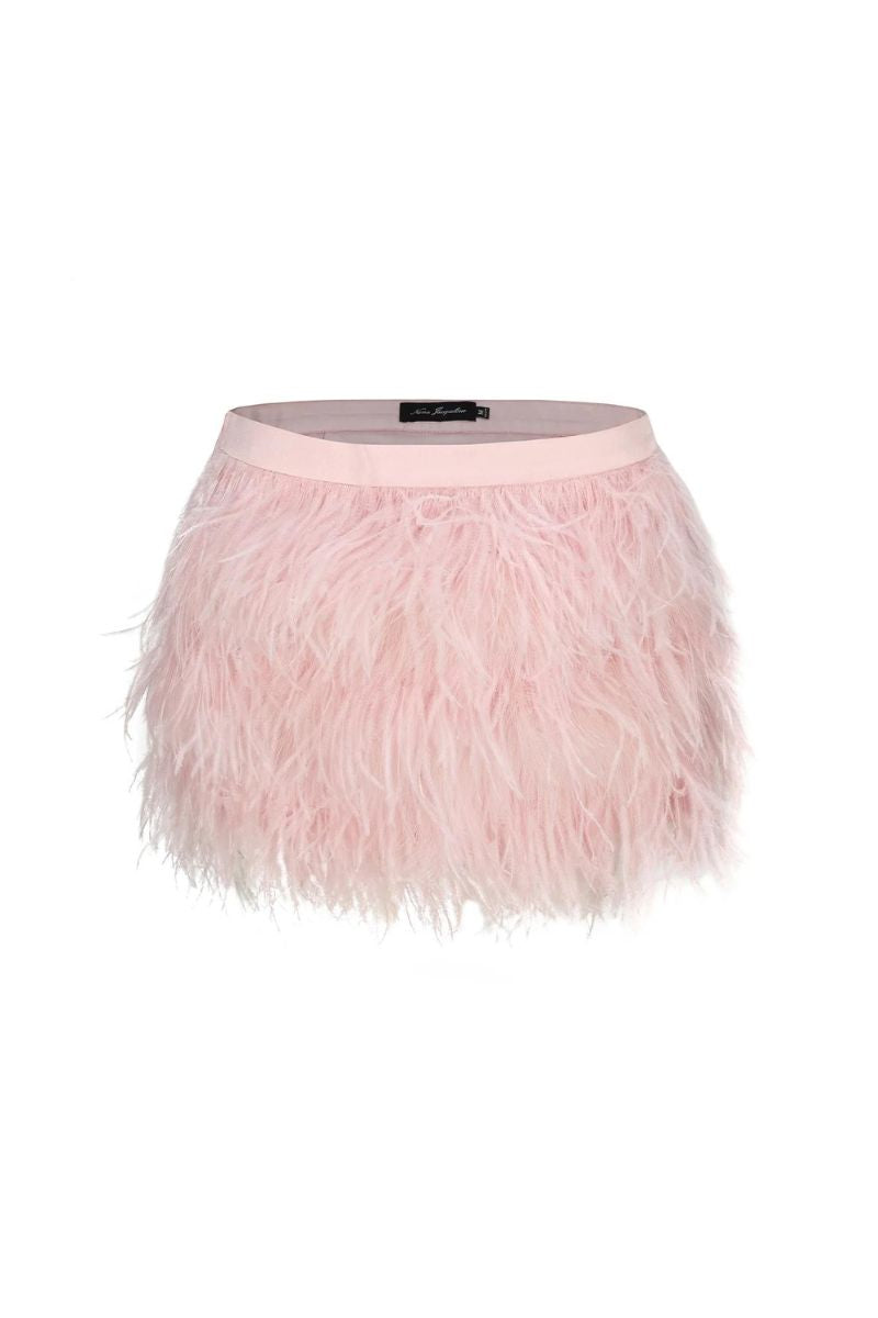 AMBRE PINK FEATHER MINI SKIRT - CULT MIA