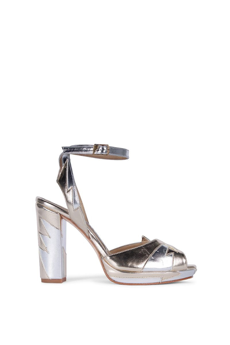 ZIA MID HEELS IN VEGAN GOLD - CULT MIA