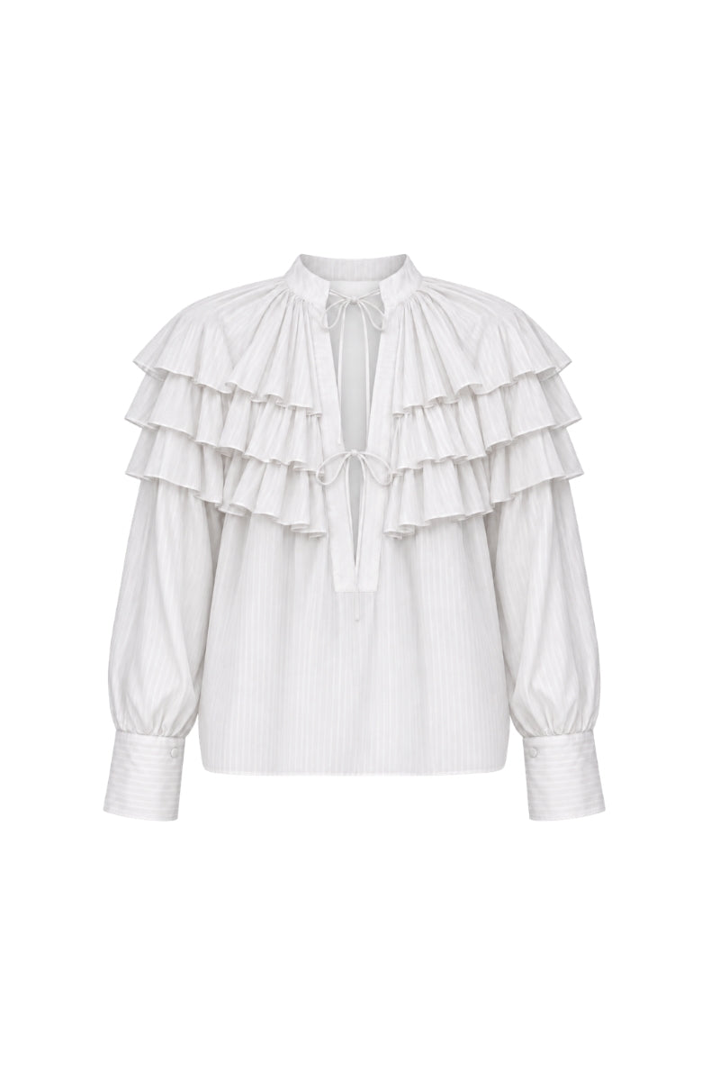 ANAIS COTTON RUFFLED SHIRT IN IVORY
