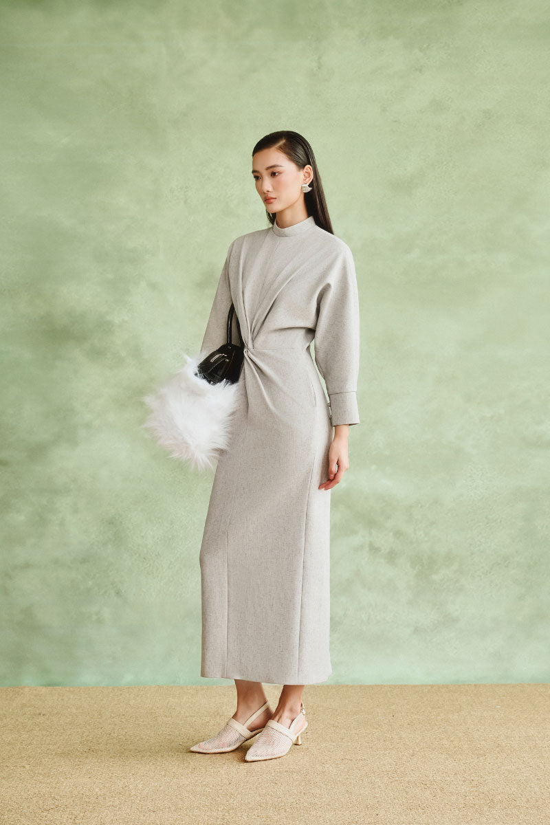 TWIST-FRONT MIDI DRESS TWIST-FRONT MIDI DRESS