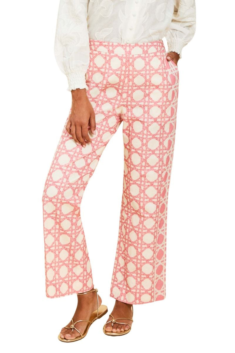 Mestiza New York Wylie lattice blush pants with a stylish, patterned design and comfortable fit, shown on a model.