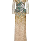 HACCHIC COUTURE ombre crystal 3D flower gown featuring intricate floral details and elegant flowing fabric.
