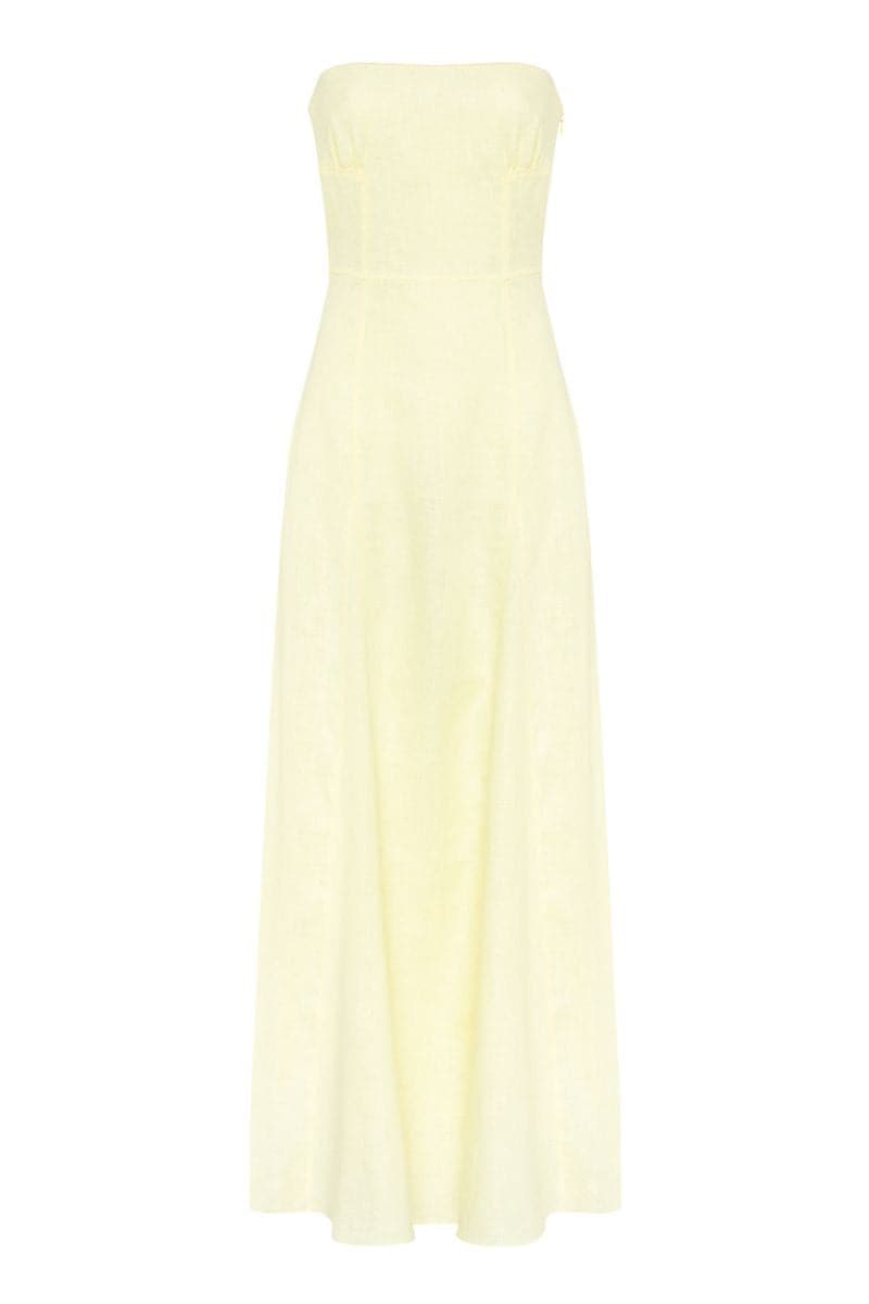 LEMON BONED ZIG-ZAG MAXI DRESS - CULT MIA