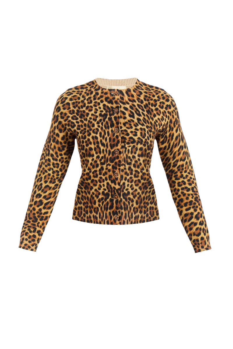 Mestiza New York leopard print Isabel cardigan in brown with long sleeves and cozy knit fabric.