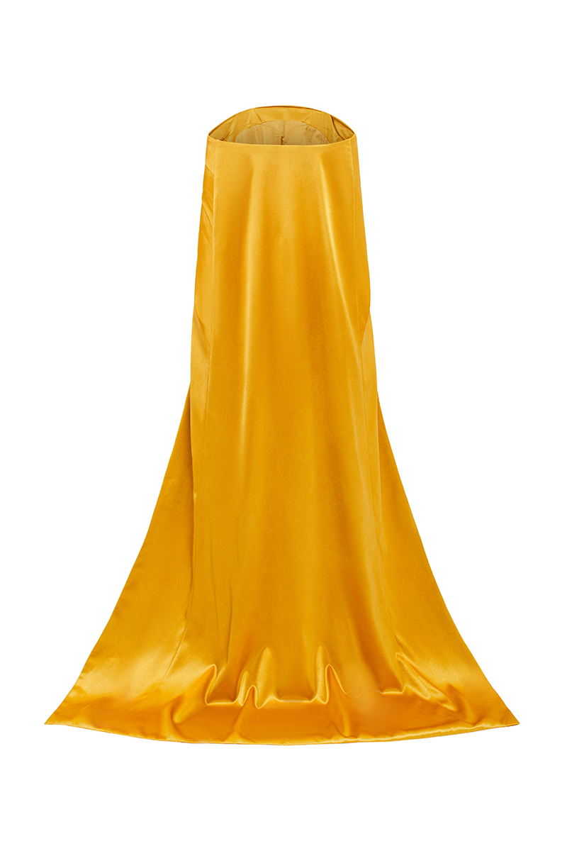 CURVED DRAPED OFF SHOULDER WITH LONG SLEEVE CAPE DRESS - CULT MIA