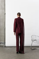 Nazlı Ceren ELODIE Bordeaux jacket, stylish women’s outerwear with tailored fit and vibrant color, displayed on a hanger.