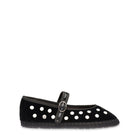 Flabelus Mae flat shoes in silver and black with a sleek, minimalist design showcasing smooth material and flat sole.